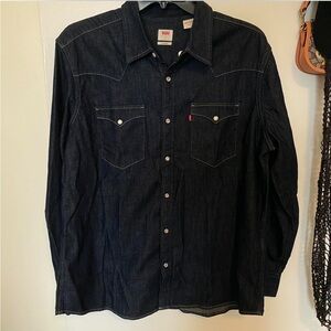 Levi's Navy Denim Button-Up Shirt